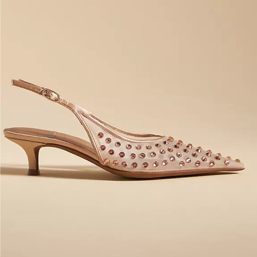 JEFFREY CAMPBELL Persona Pointed Toe Slingback Pump in Natural balletcore 6.5